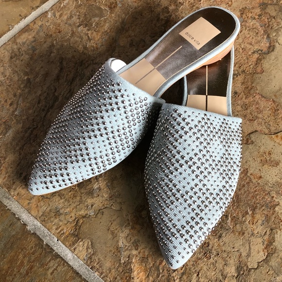🍃💕NIB Dolce Vita Studded Denim Slide Mules - Picture 3 of 8